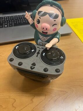 Green DJ Pig Portable Bluetooth Speaker - Cute Novelty Speaker